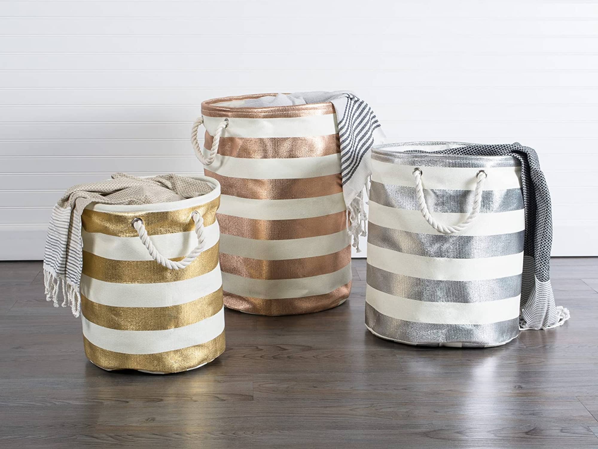 DII® 14" Stripe Woven Paper Storage Bin